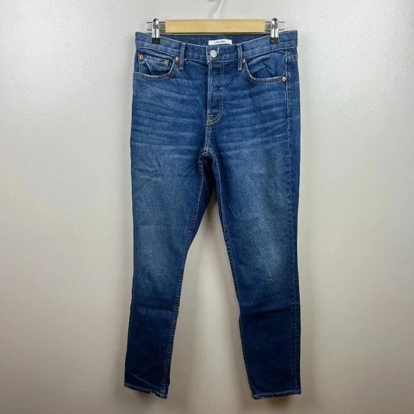 GRLFRND Yasmin Mid Rise Skinny Jeans Size 26 Joan Jett Wash Blue Button Fly - Picture 1 of 13